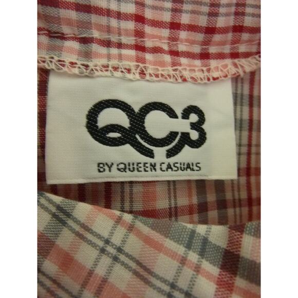 Vintage Pink Plaid Academia Prep Asymmetric Off Centered Shirt Top Retro - Picture 5 of 5